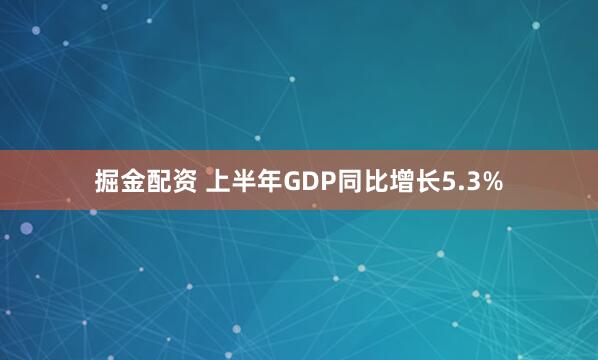 掘金配资 上半年GDP同比增长5.3%