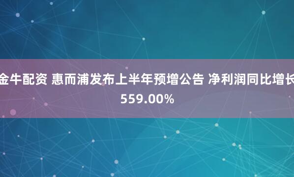 金牛配资 惠而浦发布上半年预增公告 净利润同比增长559.00%