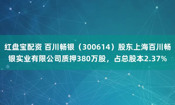 红盘宝配资 百川畅银（300614）股东上海百川畅银实业有限公司质押380万股，占总股本2.37%